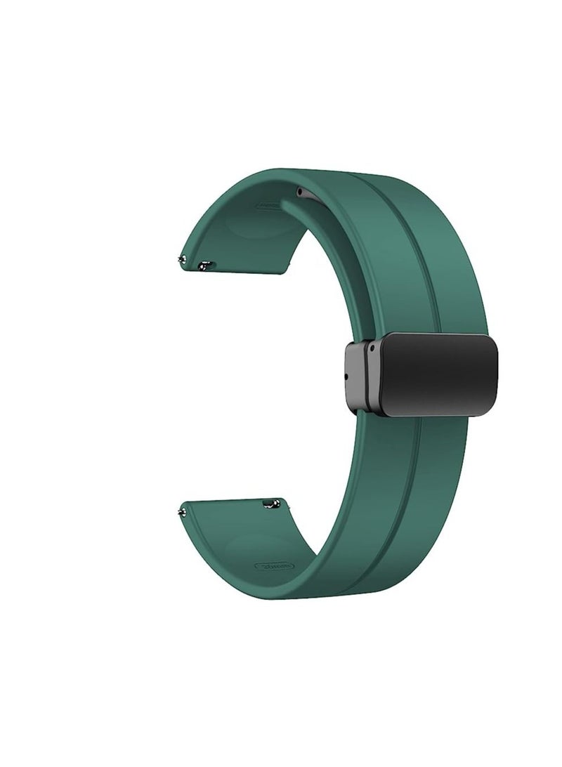 حزام من السيليكون مقاس 22 ملم مع مشبك قابل للطي مغناطيسي لساعة هواوي جي تي الذكية مقاس 46 ملم أخضر - Image 1