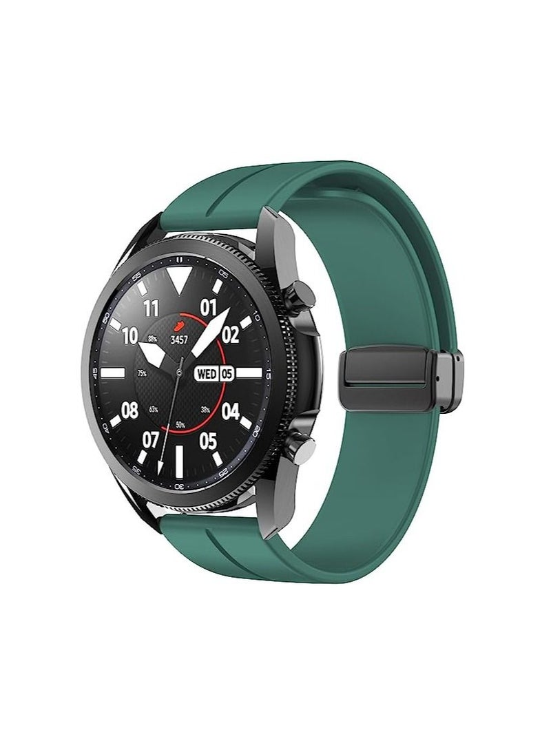 حزام من السيليكون مقاس 22 ملم مع مشبك قابل للطي مغناطيسي لساعة هواوي جي تي الذكية مقاس 46 ملم أخضر - Image 4