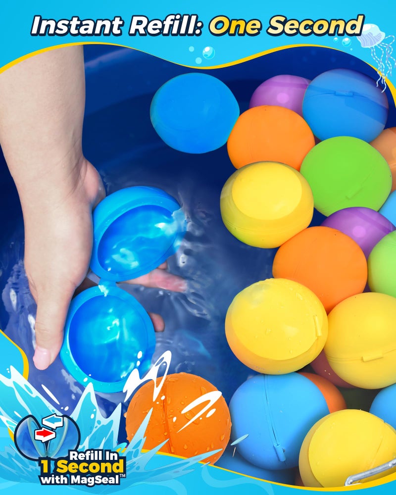 KOKODI SOPPYCID Water Balloons Reusable Splash Ball, Latex-free Water Bomb Pool Toys, No Tying Easy Quick Fill, Magnetic Self-sealing Water Balls for Kids & Adults All Ages Summer Fun Outdoor Party Games - Image 5