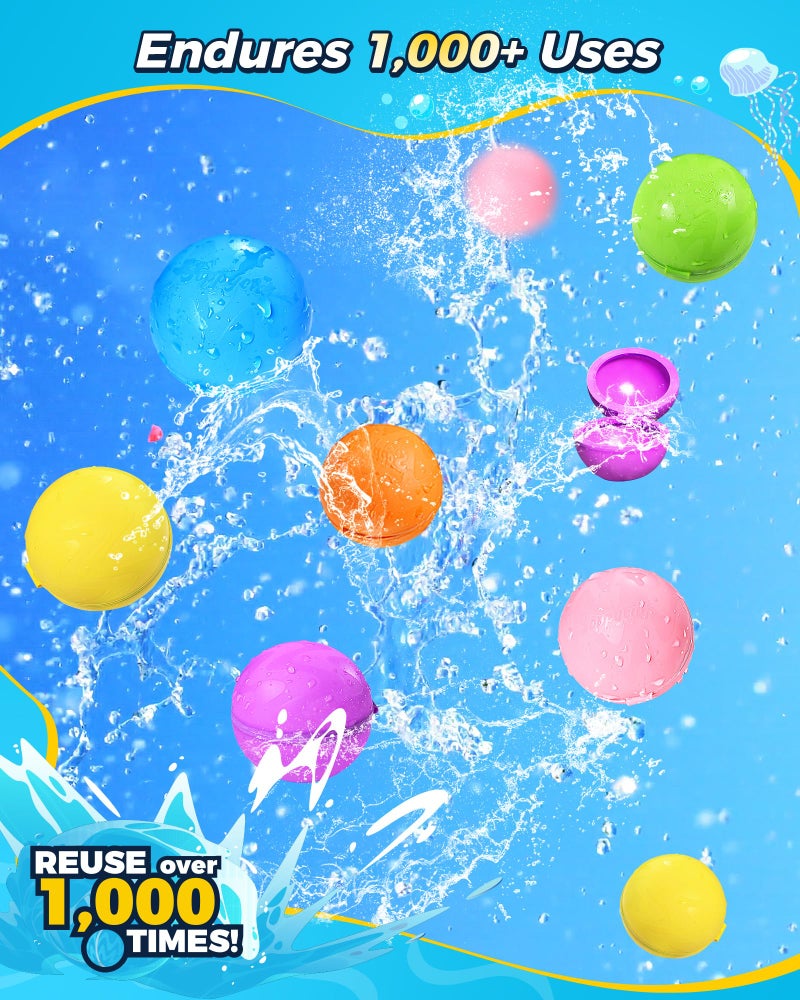 KOKODI SOPPYCID Water Balloons Reusable Splash Ball, Latex-free Water Bomb Pool Toys, No Tying Easy Quick Fill, Magnetic Self-sealing Water Balls for Kids & Adults All Ages Summer Fun Outdoor Party Games - Image 4