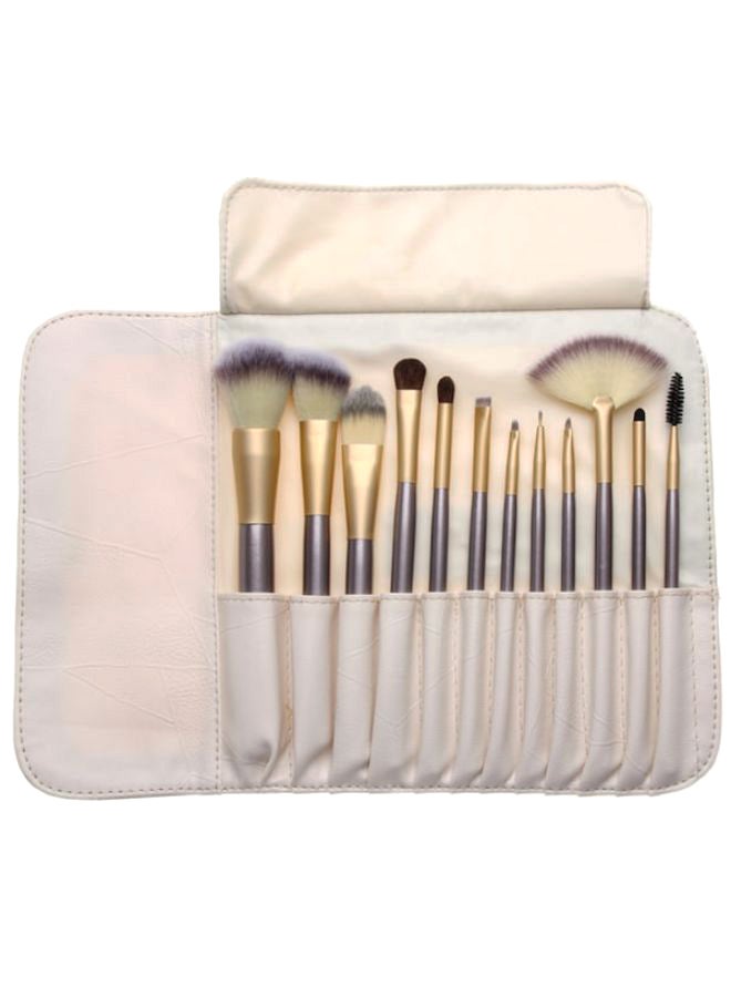 طقم فرش مكياج احترافية من 12 قطعة مع حقيبة متعدد الألوان - Image 2