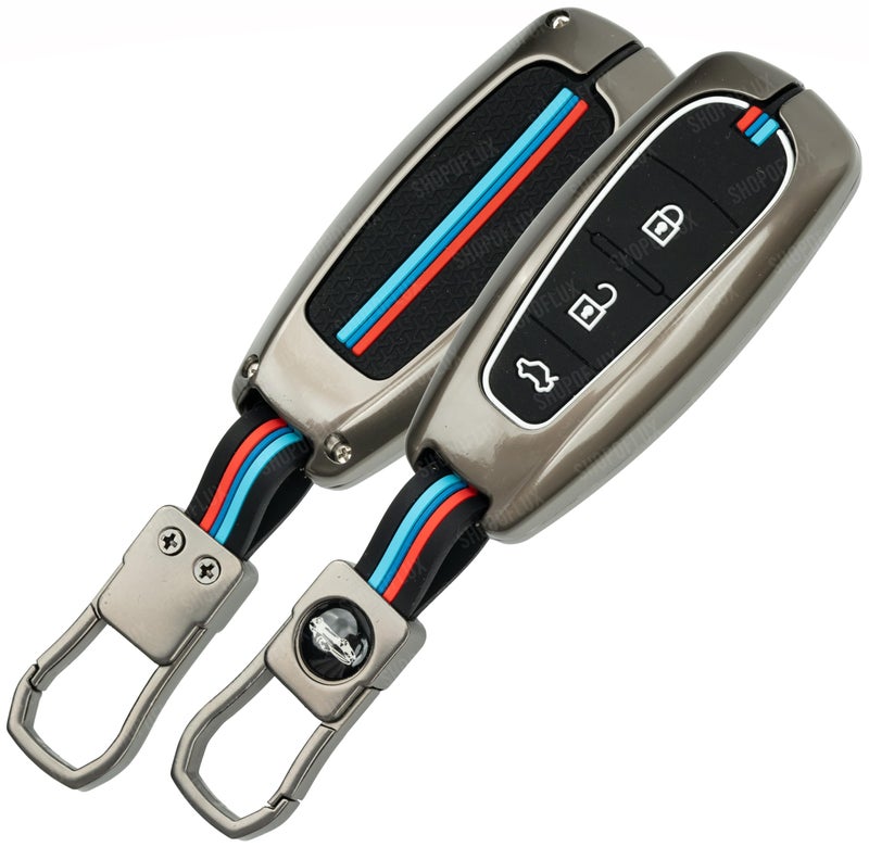 SHOPOFLUX Metal Key Cover Compatible with Baleno, Breeza, S Cross, Ciaz, Swift 3 Button Smart Key (Pack of 1) - Image 1