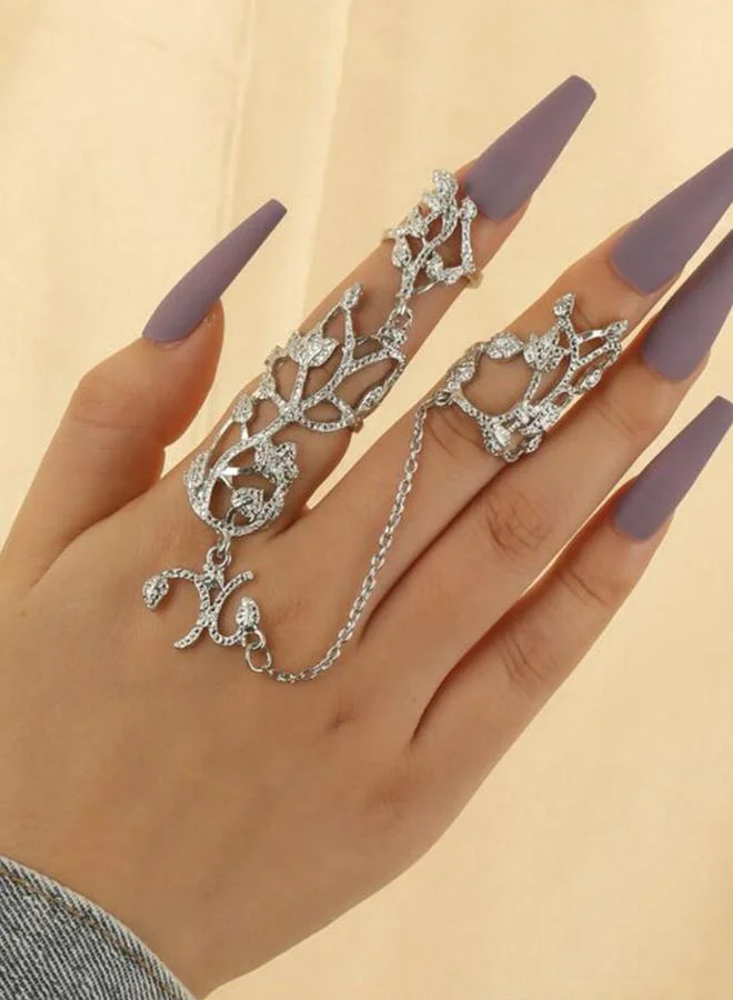 Take Two Take Two Silver Embellished Linked Ring