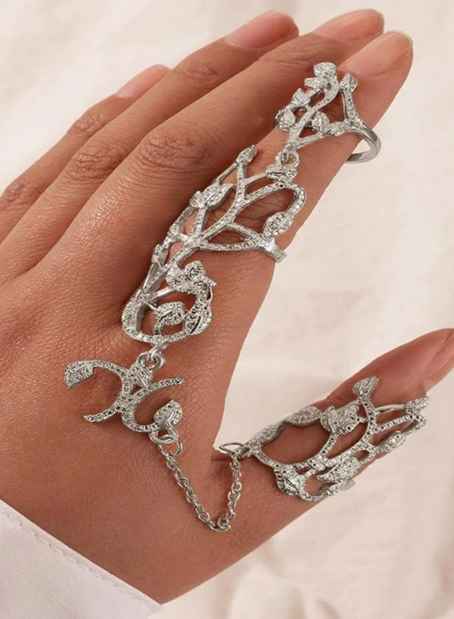 Take Two Take Two Silver Embellished Linked Ring