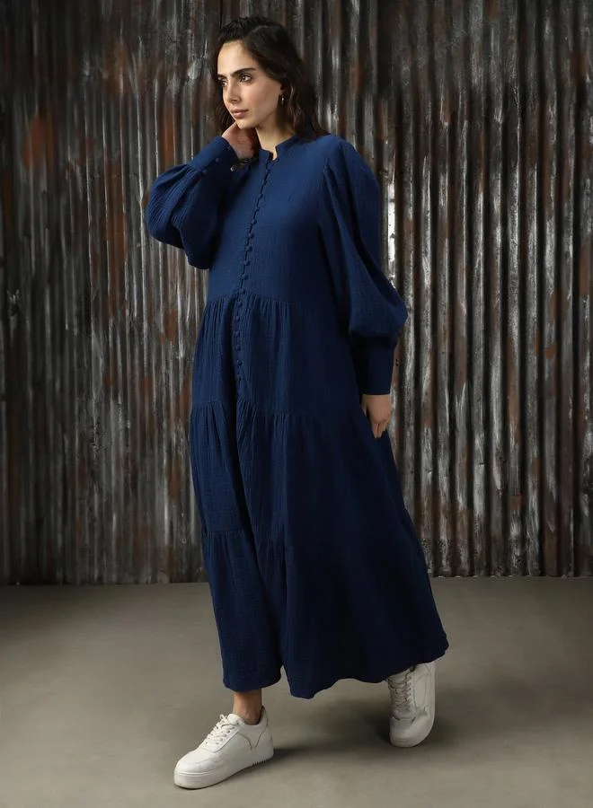 HIGH STAR Tiered Cotton Gauze Dress
