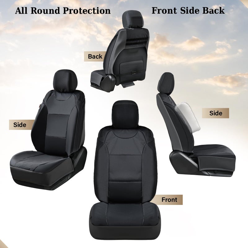 Coverado Front Seat Covers, Waterproof Oxford Seat Protector for Car Seat Cushions for Kids & Dogs, Compatible with 2015-2025 Ford F150 & 2017-2025 Ford F250 F350 F450 (Black, 2PCS) - Image 5
