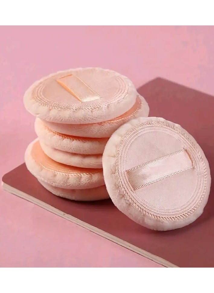 Ucanbe Set of 10 Round Powder Puffs with Ribbons - Suitable for Loose Powder & Setting Powder, Cosmetic Makeup Applicator - Image 1