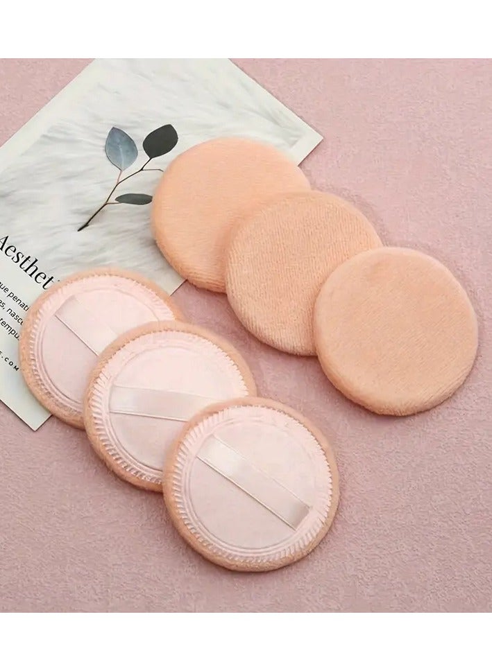Ucanbe Set of 10 Round Powder Puffs with Ribbons - Suitable for Loose Powder & Setting Powder, Cosmetic Makeup Applicator - Image 2