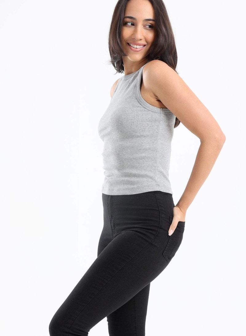 Carina Crew Neck Ribbed Top - Image 2