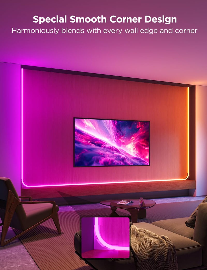 Govee Govee Neon Rope Light for Wall Lining, LED Rope Lights Work with Matter, Google Assistant, Alexa, 16.4ft RGBIC Strip Lights with Smart App Control and Music Sync for Living Room, Bedroom, Wall Corners  - Image 3