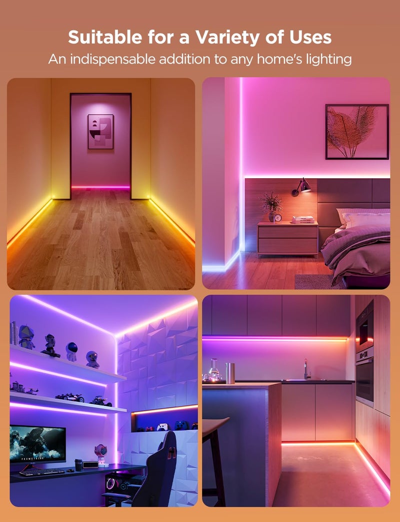 Govee Govee Neon Rope Light for Wall Lining, LED Rope Lights Work with Matter, Google Assistant, Alexa, 16.4ft RGBIC Strip Lights with Smart App Control and Music Sync for Living Room, Bedroom, Wall Corners  - Image 5