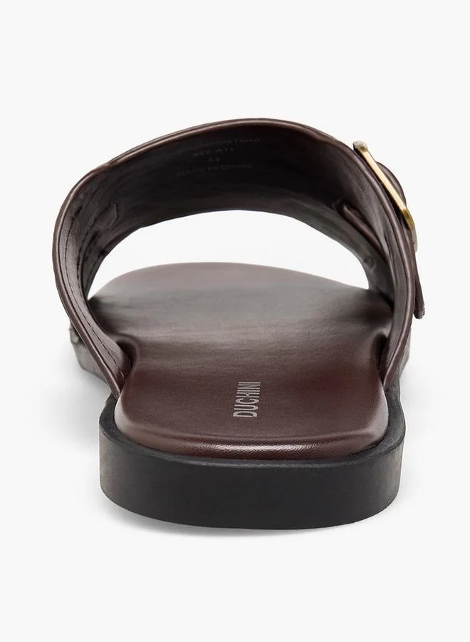 Duchini BROWN Men Textured Buckle Accent Sandals for Men | Best Price UAE