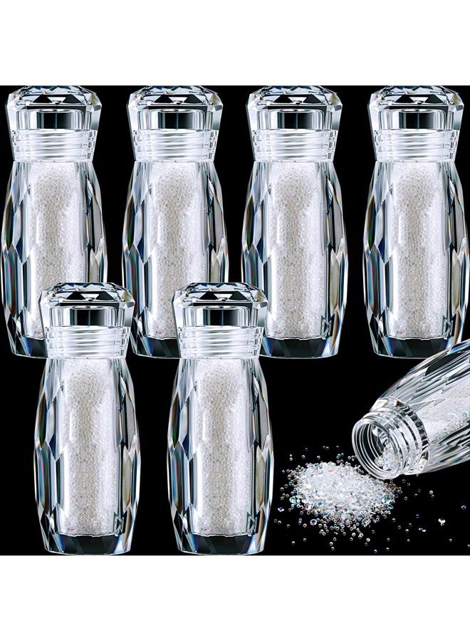 Blulu 6 Bottles Diamonds Micro Caviar Beads Micro Pixie Beads Nail Beads Gravel Nail Stone Crystal Rhinestones Nail Decorations for DIY 3D Nail (AB Color) - Image 1