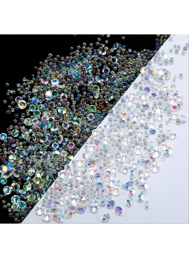Blulu 6 Bottles Diamonds Micro Caviar Beads Micro Pixie Beads Nail Beads Gravel Nail Stone Crystal Rhinestones Nail Decorations for DIY 3D Nail (AB Color) - Image 3