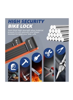 Excefore Folding Bike Lock, Compact Bicycle Lock with 2 Keys, 2.6 FT Heavy Duty Anti Theft Bike Foldable Locks, Bicycle Security Chain Lock with Mounting Bracket for Electric Scooter Bikes  - Image 2