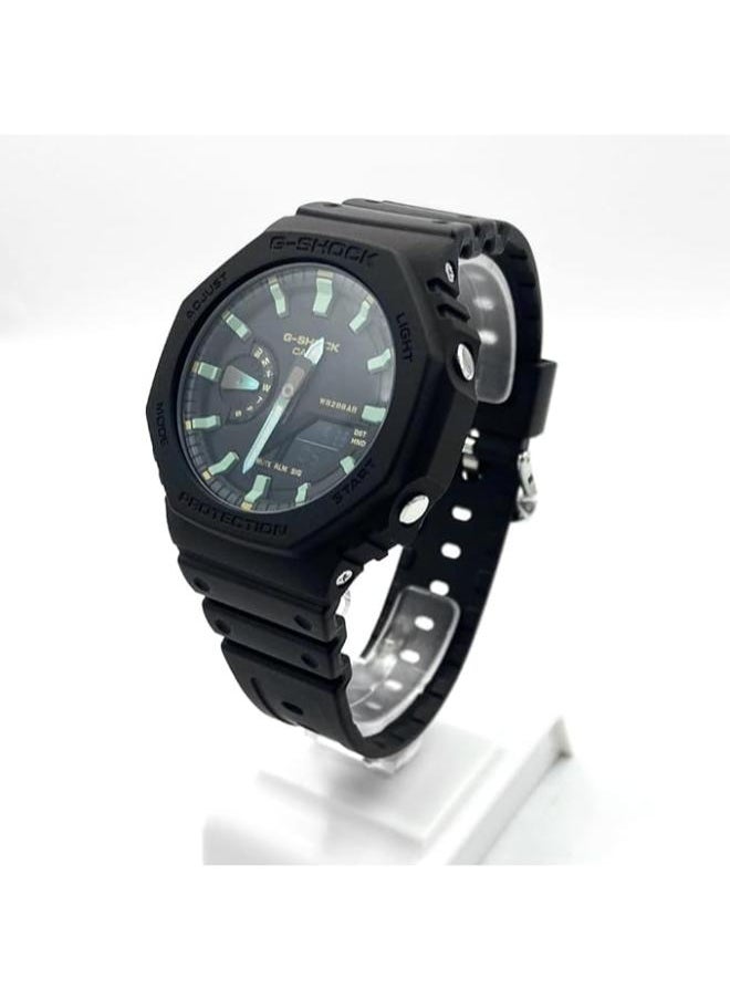 CASIO Casio Analog-Digital Black Dial Men's Watch-GA-2100RC-1ADR, Black  - Image 2