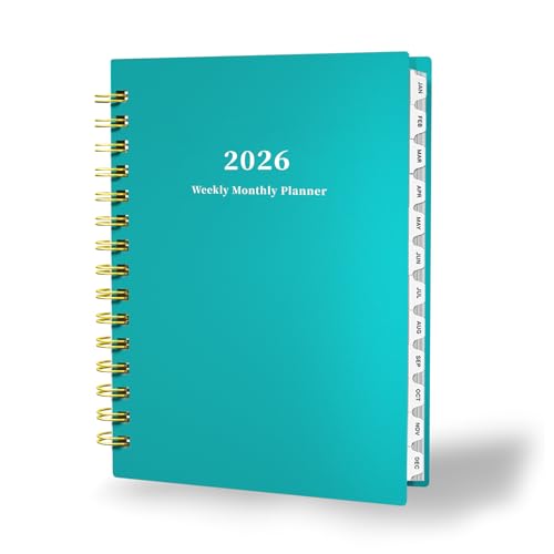 Ymumuda 2026 Planner, Daily Weekly and Monthly Planner，Jan 2026 - Dec 2026, 8.4" x 6.3", 2026 Calendar Planner Book with Tabs, Spiral Notebook with Inner Pocket for Office Home School Supplies - Image 1