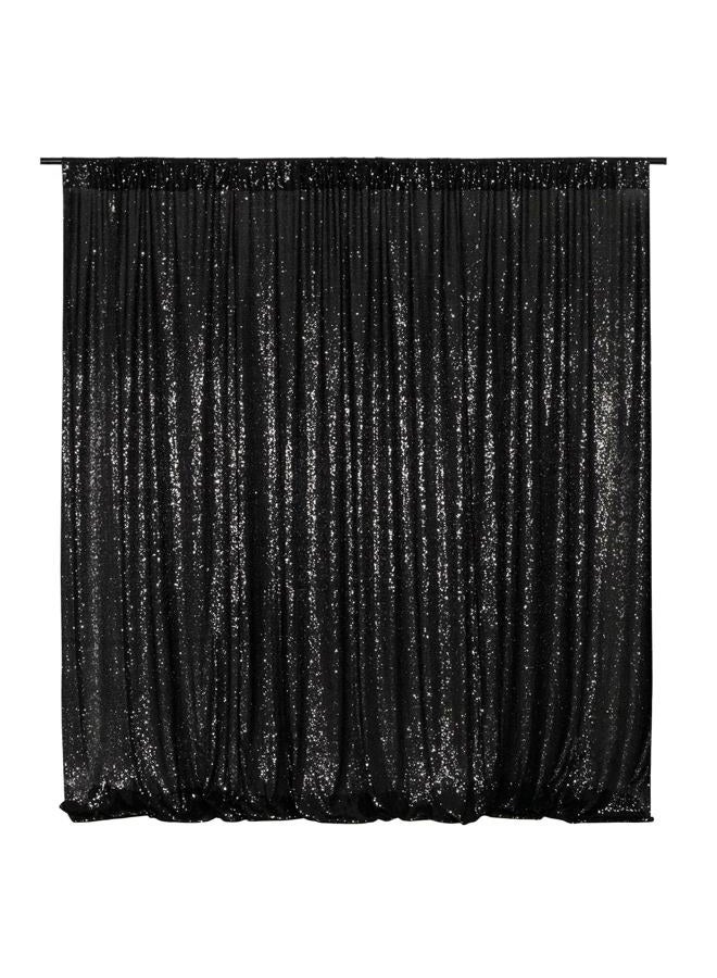 Poise3EHome Black Sequin Backdrop,8FT x 10FT Sequin Photography Backdrop Curtain for Party Decoration - Image 1