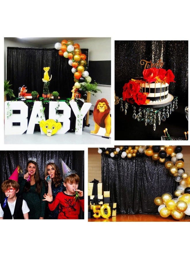 Poise3EHome Black Sequin Backdrop,8FT x 10FT Sequin Photography Backdrop Curtain for Party Decoration - Image 3