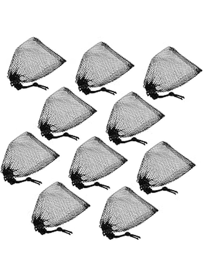 10pcs Black Mesh Drawstring Organizer Pouch For Gym Storage Backpack Media Sack - Image 1