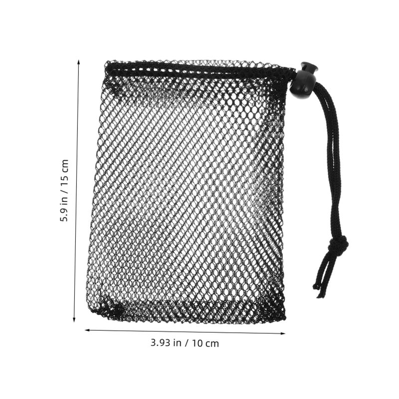 10pcs Black Mesh Drawstring Organizer Pouch For Gym Storage Backpack Media Sack - Image 3
