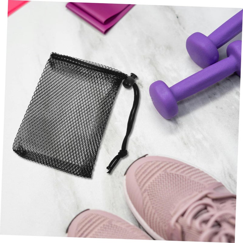 10pcs Black Mesh Drawstring Organizer Pouch For Gym Storage Backpack Media Sack - Image 5