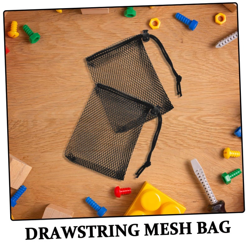 10pcs Black Mesh Drawstring Organizer Pouch For Gym Storage Backpack Media Sack - Image 4