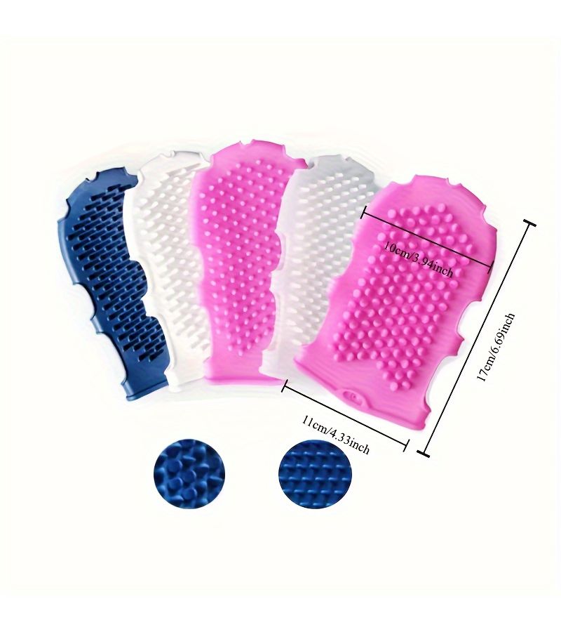 Pink Silicone Massage Gloves Exfoliating Bath Brush For Body Spa Home Use - Image 3