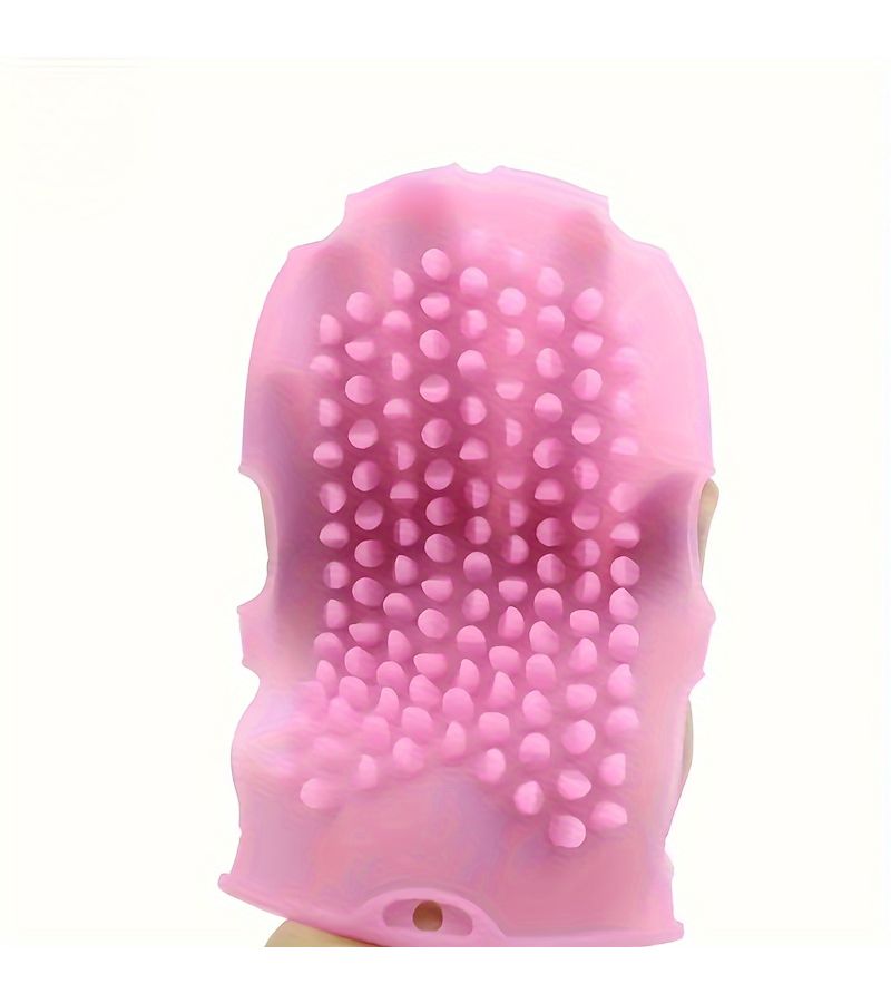 Pink Silicone Massage Gloves Exfoliating Bath Brush For Body Spa Home Use - Image 2