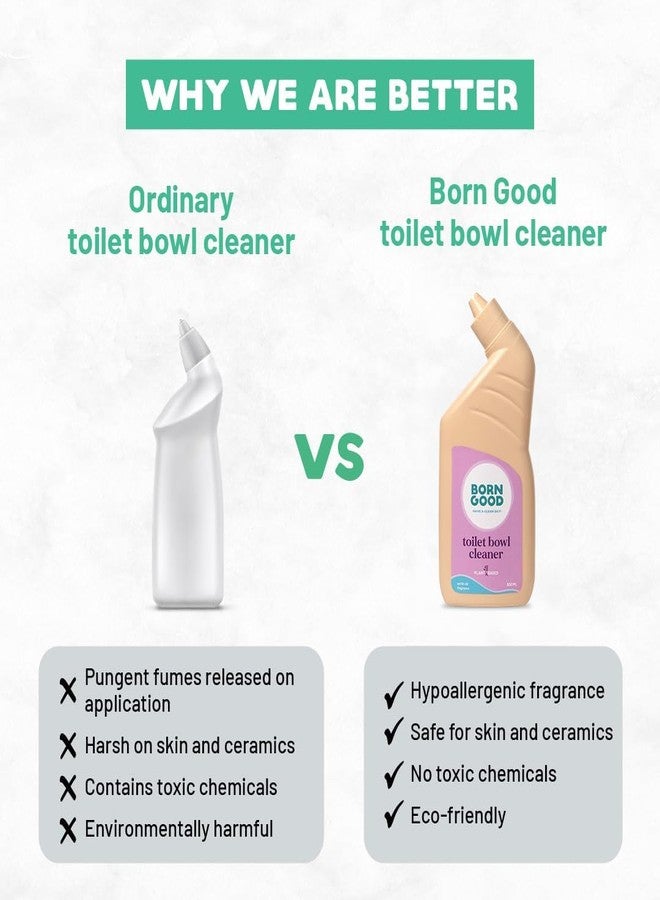 Born Good Industrial Grade Natural Toilet Bowl Cleaner | Arctic Air | Removes Yellow Stains, Limescale & Germs | Non-Toxic, Plant-Based, Biodegradable, Eco-Friendly | Organic (500mlx2) - Image 3