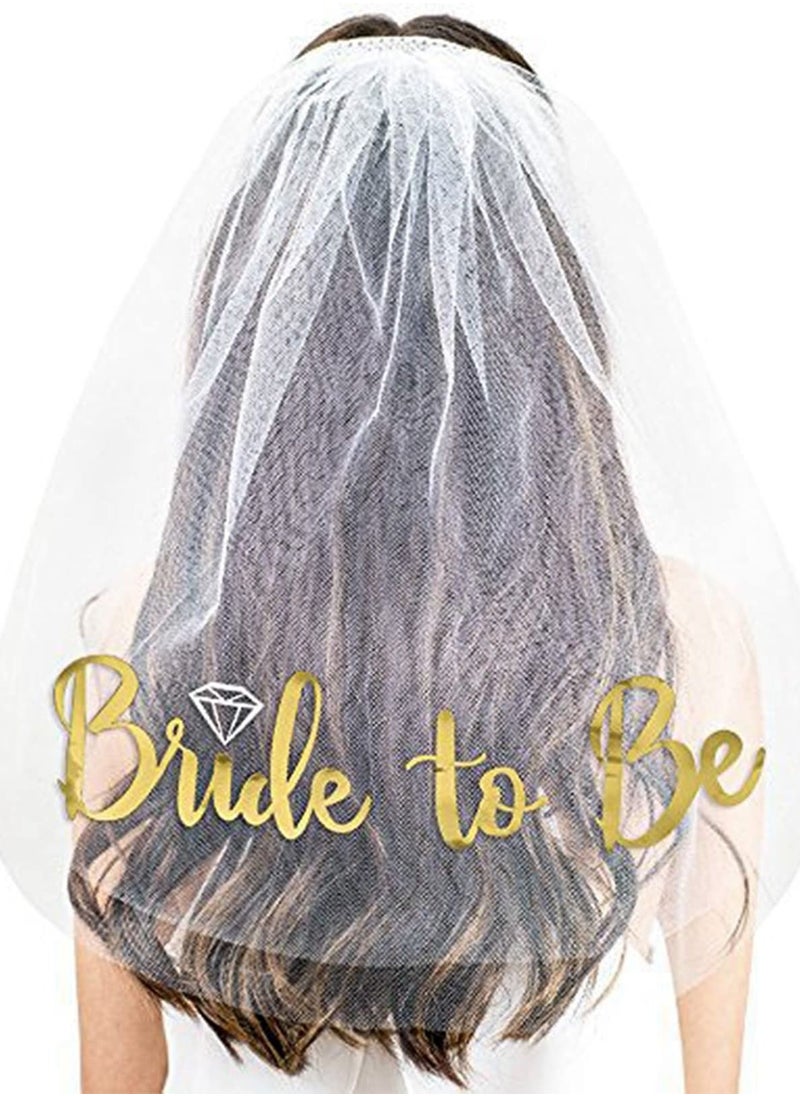 Y&D Veil Comb Bride to Be Hen Party Accessories Headband Tiara Gifts Decorations for Wedding, Engagement, Bridal Shower, Bachelorette Supplies  - Image 1
