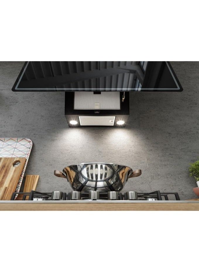 franke Decorative Cooker Hood, 90 cm, 550 m³/h Extraction Rate, 3 Speeds, Black Glass - FPJ 915 V BK/DG A (Made in Italy) - Image 4