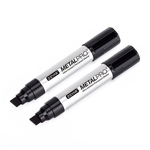ZEYAR Permanent Marker Pens, JUMBO Size, Aluminum Barrel, Set of 2, Premium Waterproof & Smear Proof Markers, Quick Drying, Writes on most surfaces (Black) - Image 5