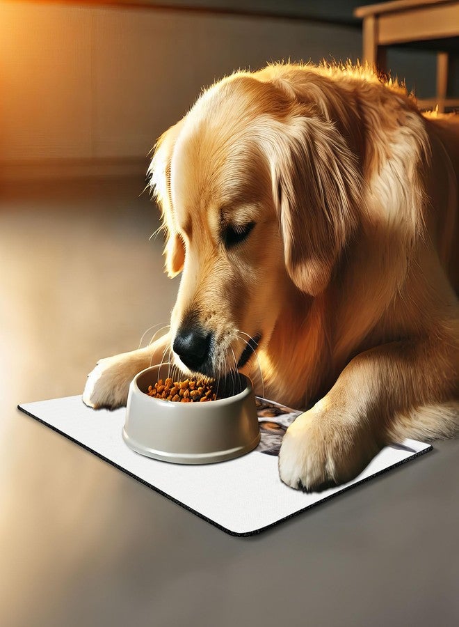 Lunarable Funny Pet Mat for Food and Water, Kitten Lying on The Puppies Basset Hound and Licks Sleeping Cuddle Picture, Non-Slip Rubber Mat for Dogs and Cats, 18" X 12", White Tan - Image 3