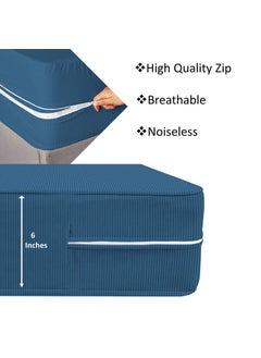 VAS COLLECTIONS VAS COLLECTIONS Premium Cotton Mattress CoverProtector with Zipper ChainProvides All Around Protection with 360 Encasing Double 78x606 inches 6x5 ft Pack of 1 Blue  - Image 3
