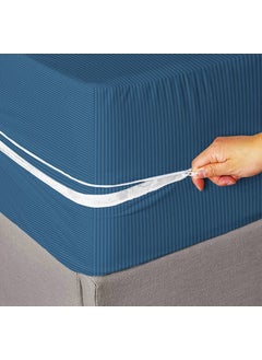VAS COLLECTIONS VAS COLLECTIONS Premium Cotton Mattress CoverProtector with Zipper ChainProvides All Around Protection with 360 Encasing Double 78x606 inches 6x5 ft Pack of 1 Blue  - Image 1