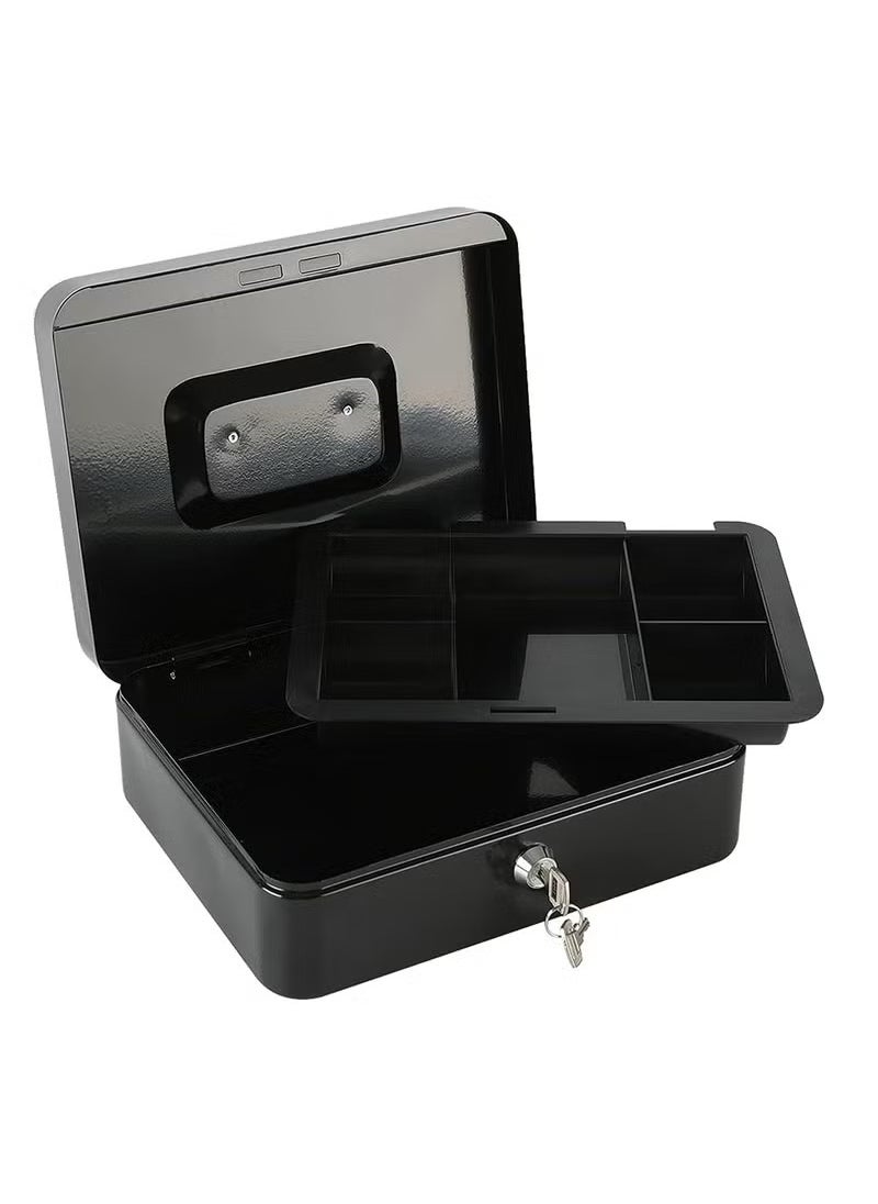 Generic Steel Cash Box with Key Lock Metal Small Money Organizer with Money Tray Cash Storage Box with Lockable Cover  - Image 5