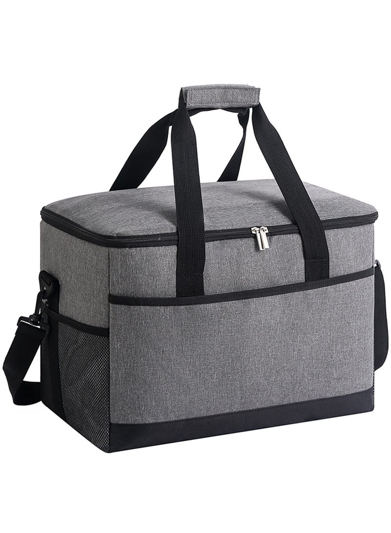 Qiccijoo Soft Cooler Bag 35L Lunch Coolers Beach Cooler Collapsible Insulated Ice Chest Large Leakproof Camping Cooler Portable Travel Cooler for Grocery Shopping Camping Road Trips(Grey) - Image 1