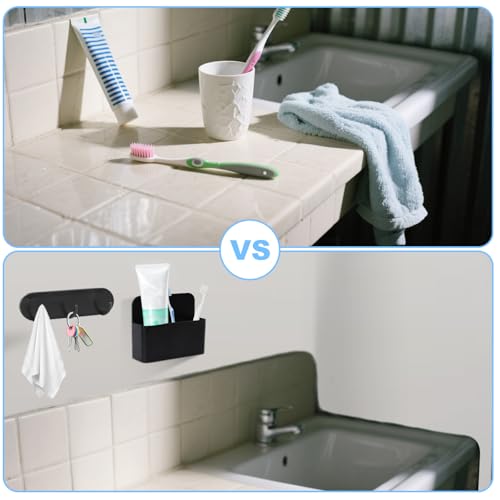 CTTZCKJ Magnetic Wall-Mounted Toothbrush Holder with Magnetic Hooks for Cruise ，Cruise Ship Essentials 2025- No Drilling Needed for Royal Caribbean & Alaska Cruise Ships, Caribbean Royal Must-Haves(Black) - Image 3