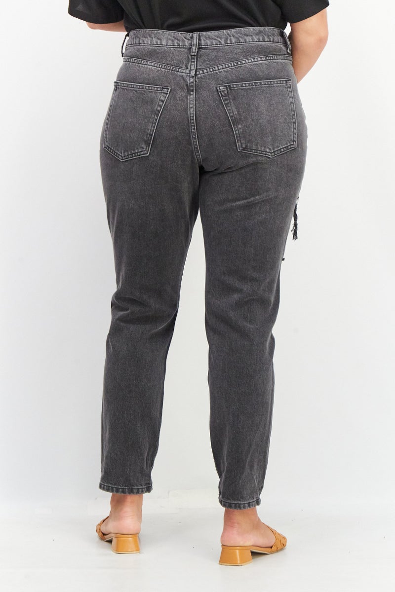 TOPSHOP Maternity Regular Fit Washed Denim Jeans, Black - Image 2