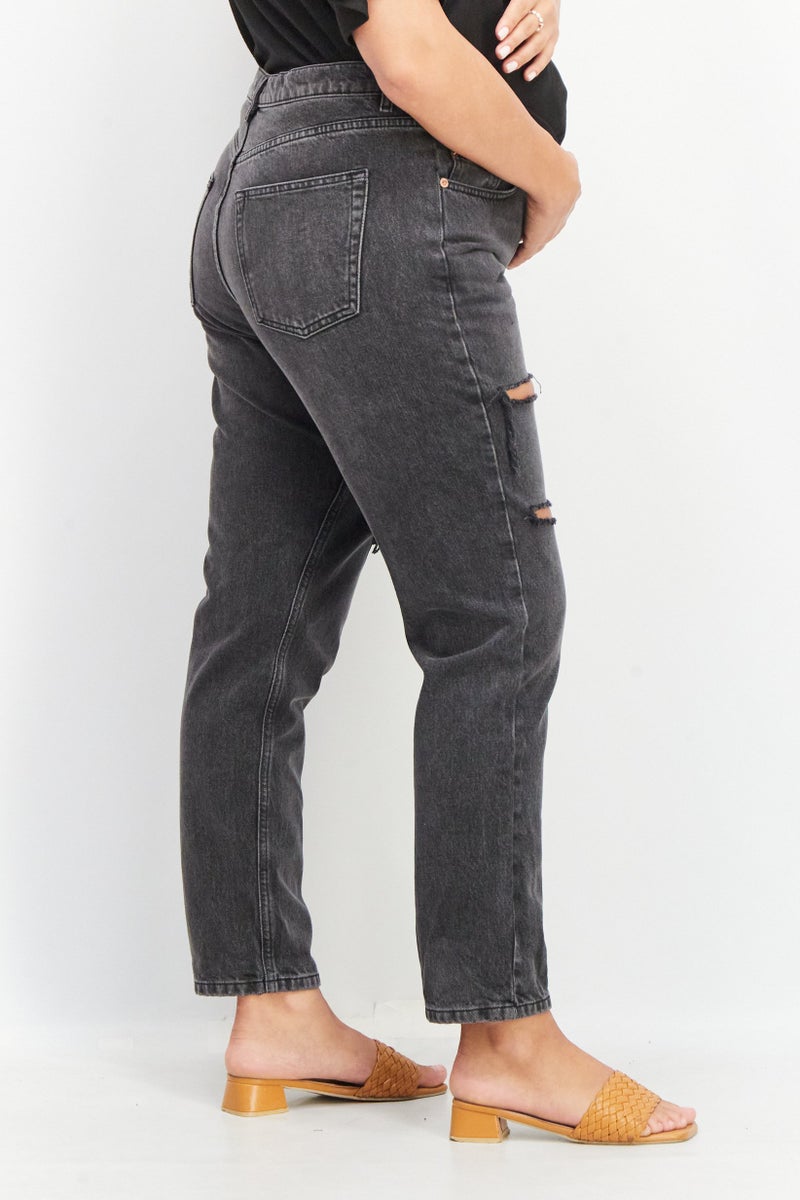 TOPSHOP Maternity Regular Fit Washed Denim Jeans, Black - Image 3