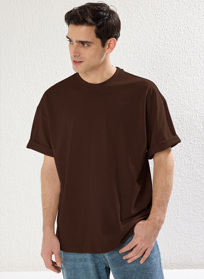 trendyol Oversize/Wide Cut Textured Basic 100% Cotton Solid Fabric T-shirt - Image 1