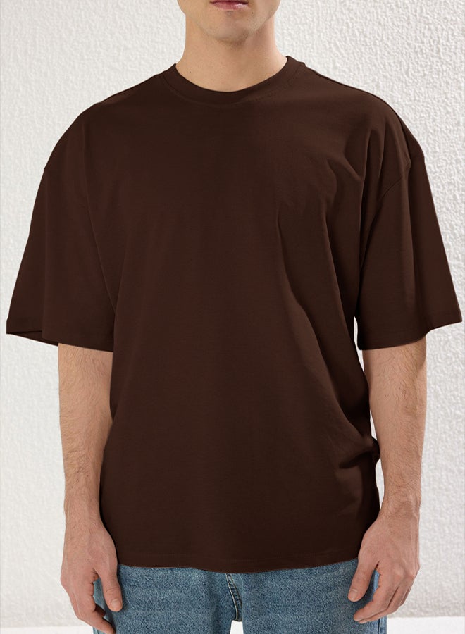 trendyol Oversize/Wide Cut Textured Basic 100% Cotton Solid Fabric T-shirt - Image 4
