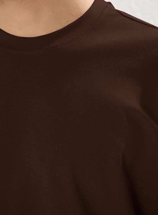 trendyol Oversize/Wide Cut Textured Basic 100% Cotton Solid Fabric T-shirt - Image 5