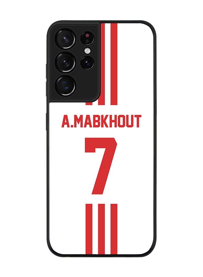 Stylizedd Rugged Black edge case for Samsung Galaxy S21 Ultra 5G Slim fit Soft Case Flexible Rubber Edges Anti Drop TPU Gel Thin Cover - Football Team - UAE Player Name - A.Mabkhout - Image 1