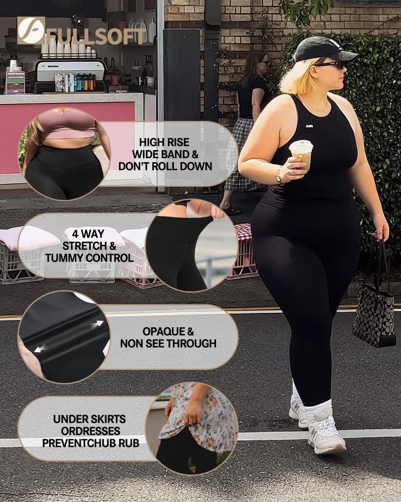 FULLSOFT Plus Size Leggings for Women- XL-4XL High Waist Tummy Control Stretchy Workout Plus Yoga Pants(Black/3X-Large) - Image 3