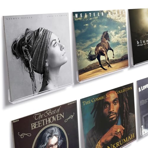 NIUBEE Clear Vinyl Record Shelf Wall Mount 6 PackAcrylic Album Record Holder Display Your Daily LP Listening in Office Home