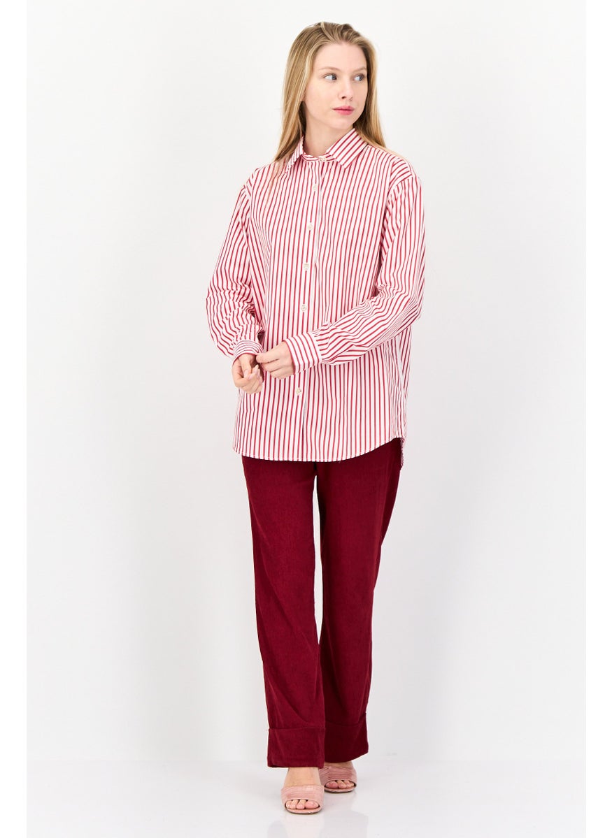 ESPRIT Women Regular Fit Stipe Long Sleeves Casual Shirt, Multicolor  - Image 3