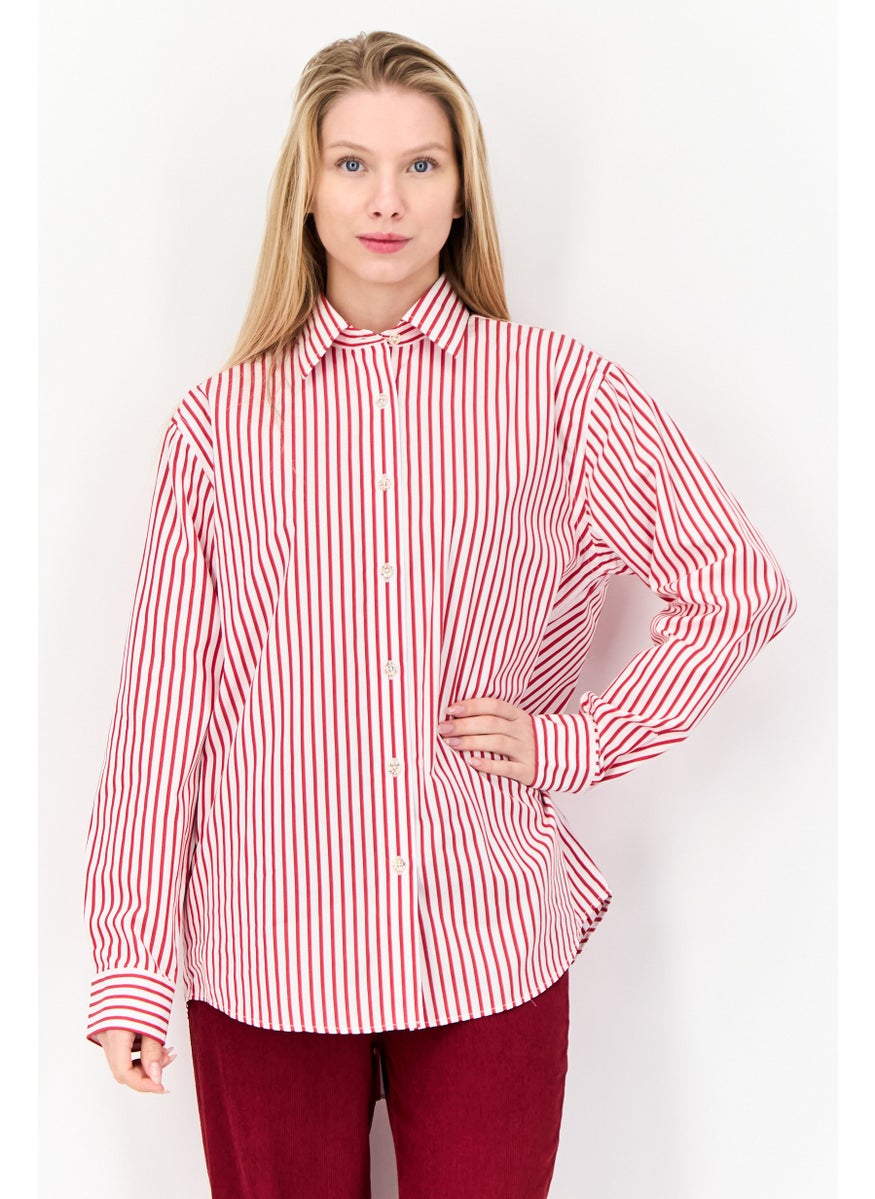 ESPRIT Women Regular Fit Stipe Long Sleeves Casual Shirt, Multicolor  - Image 1