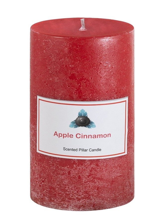 Stone & Feather, Apple Cinnamon 3x6 Aromatic Paraffin Wax Rustic Pillar Candle Big, Long Burning time-100-110 Hours, for Christmas, Home Decoration, Wedding. - Image 1
